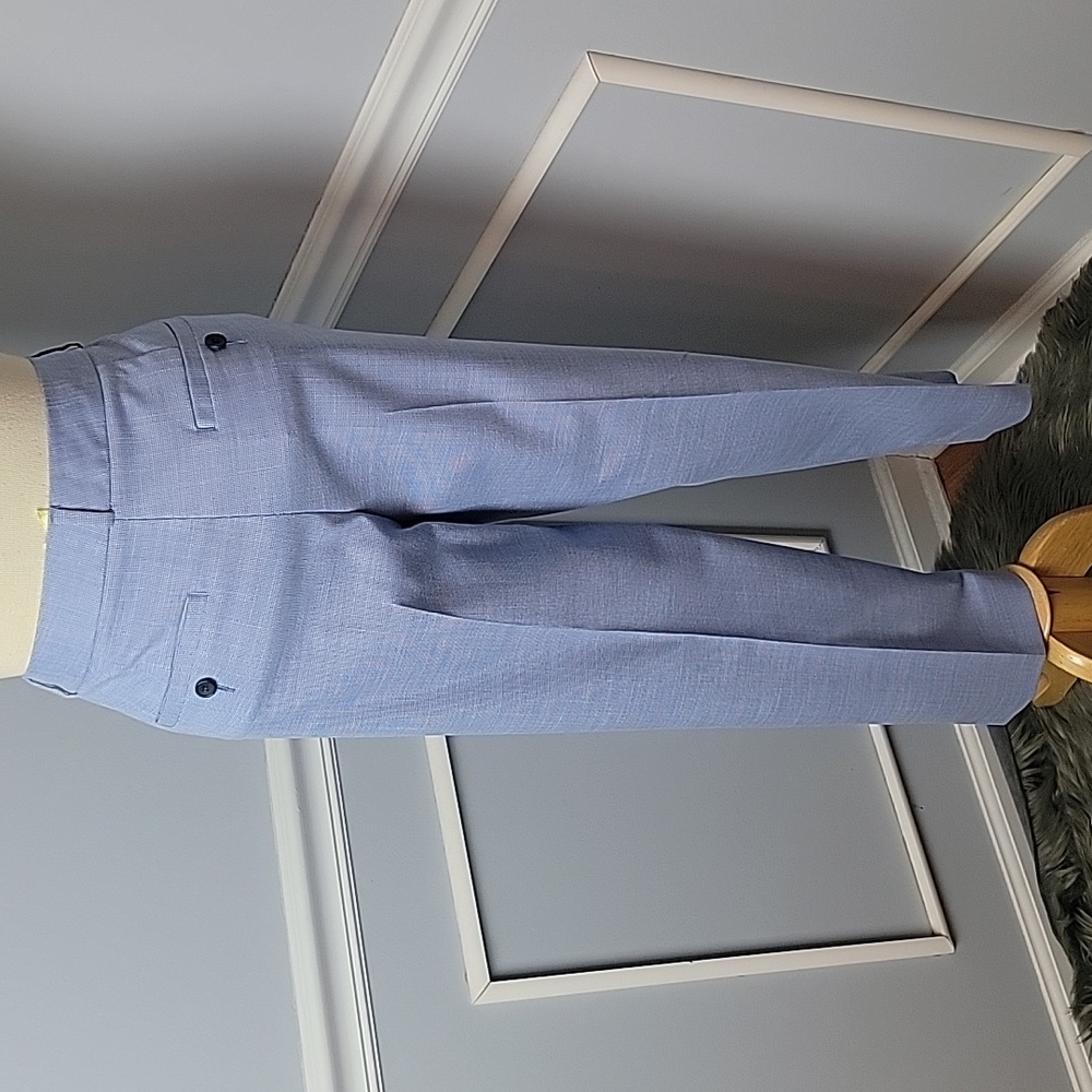 BANANA‎ REPUBLIC Avery Blue White Stretch Cropped Ankle Dress Preppy Pants 12 - Picture 3 of 7